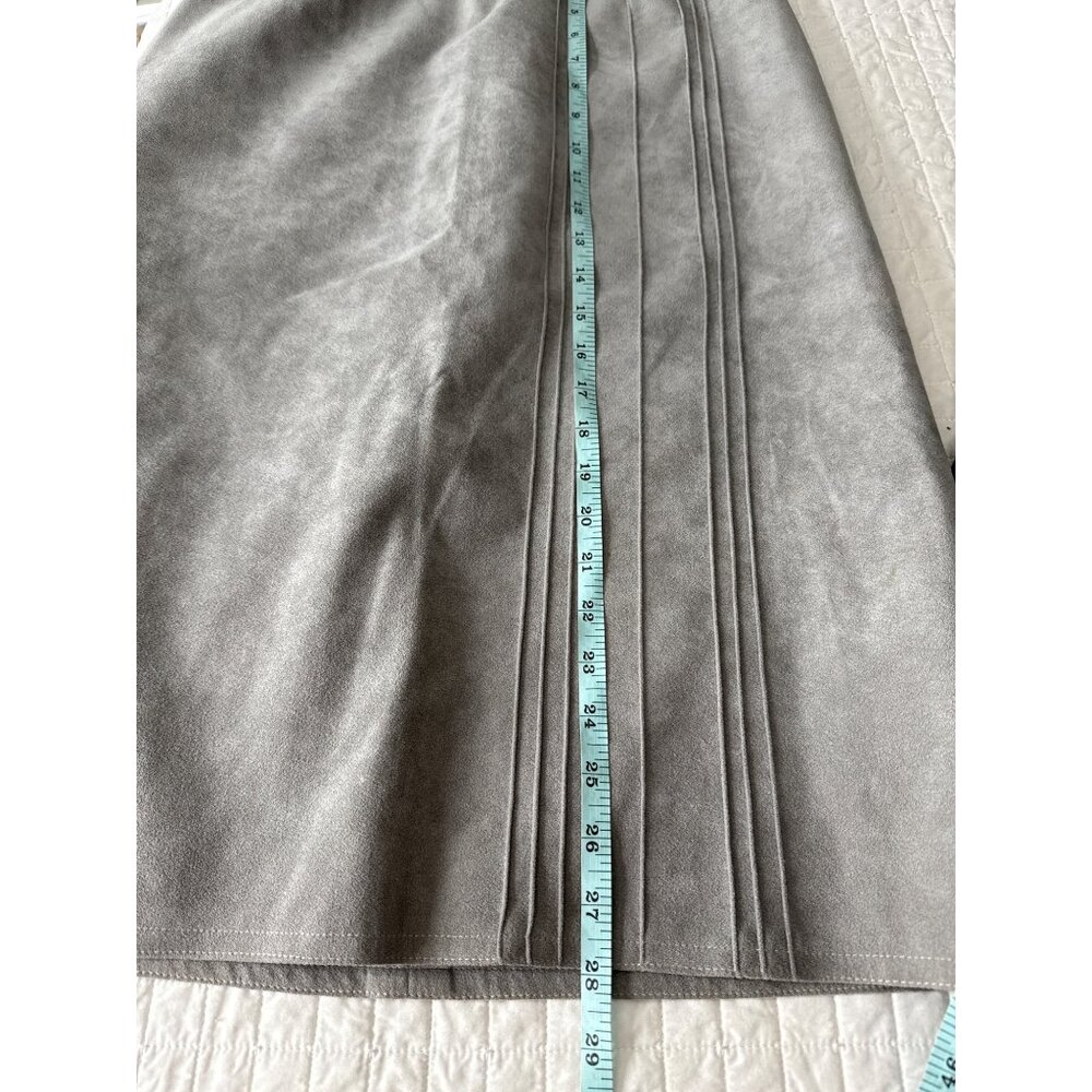 Vintage Yves St Simon Grey Suede Leather Skirt Suit  Two-Piece - Picture 11 of 16